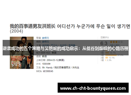 逆袭成功的五个策略与吴艳妮的成功启示:从低谷到巅峰的心路历程 逆袭成功的五个策略与吴艳妮的成功启示:从低谷到巅峰的心路历程